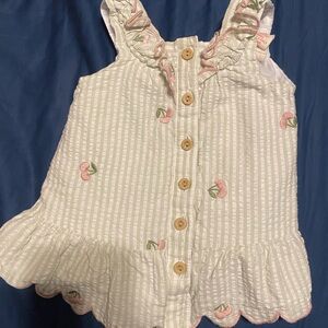 Baby Girls' Green and Pink Ruffle Dress 6-9 months